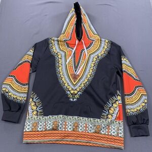 African Dashiki‎ Hoodie Mens Extra Large Pullover Kangaroo Pocket Ethnic Pattern